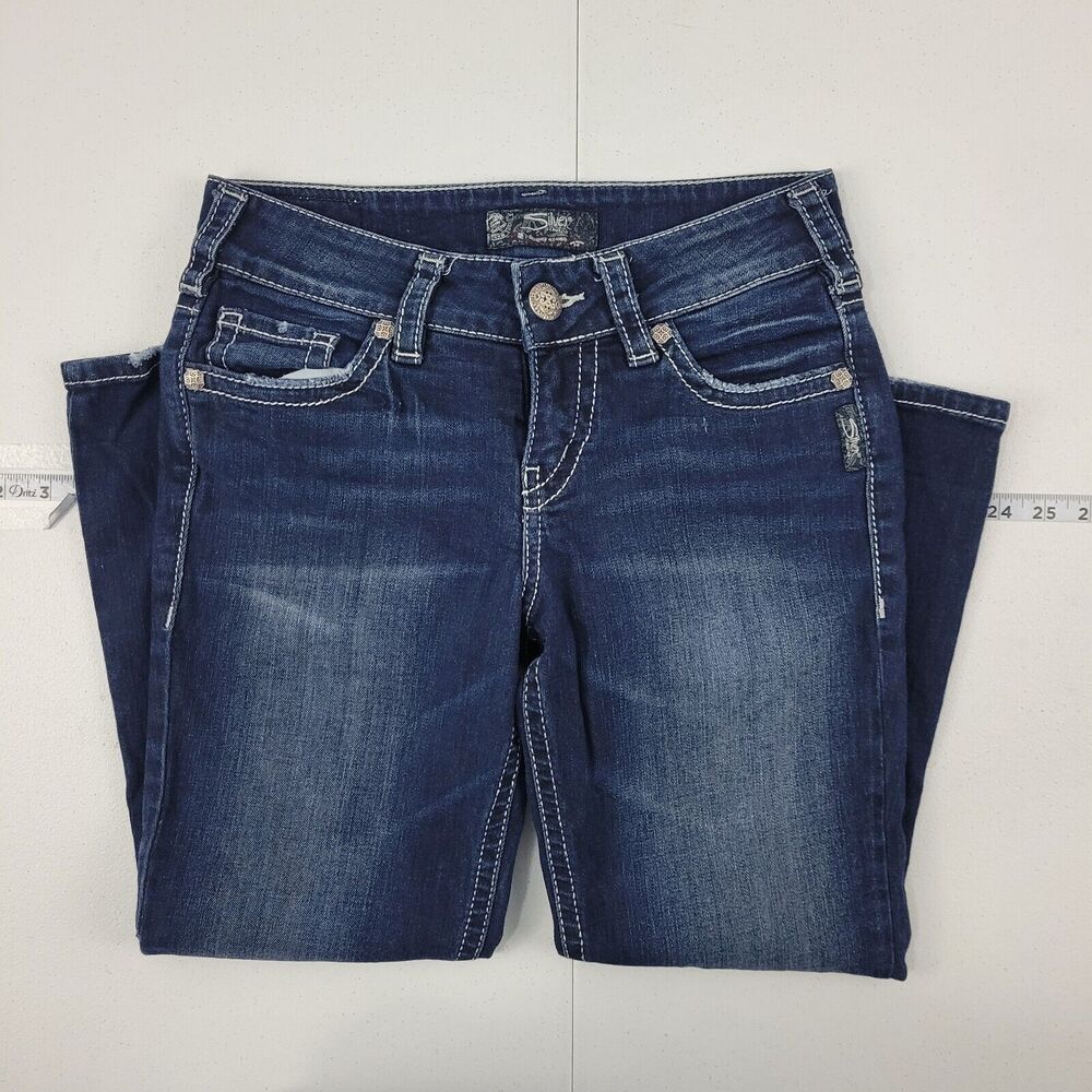 Silver Jeans womens suki mid capri 27x24 blue denim 2496‎
